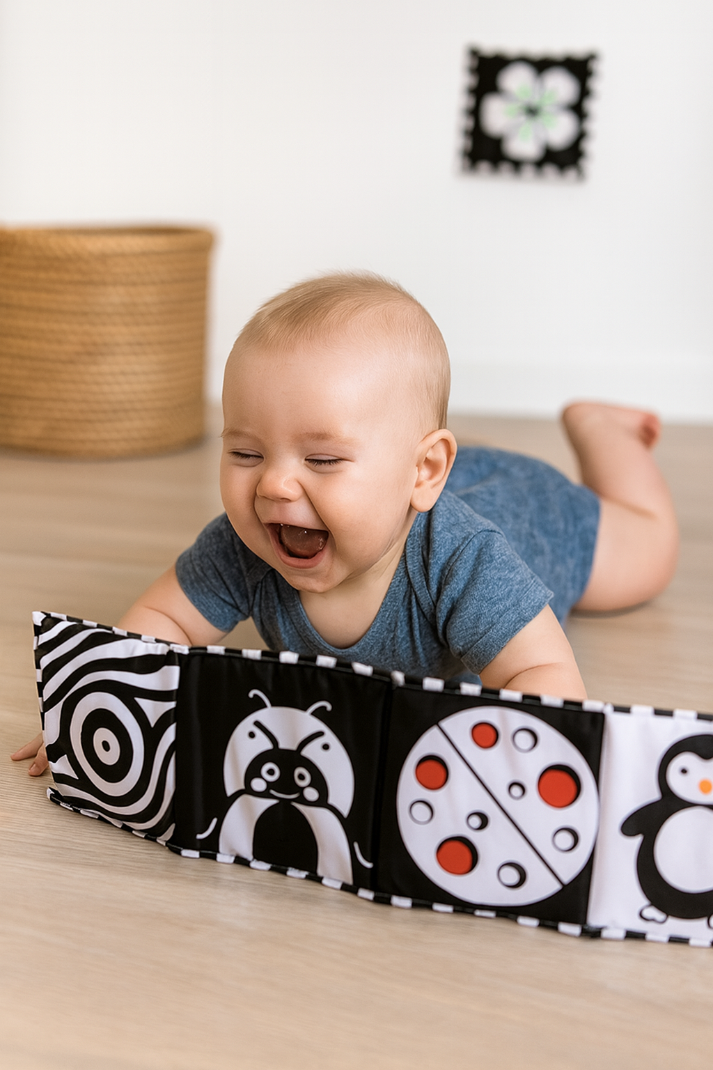 Libro Plegable Tela Blanco y Negro