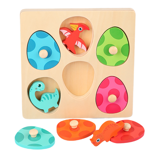 Descubrí al Dino- Juego de Encastre de Madera.