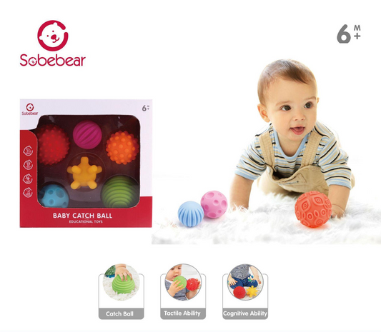 Pelotas sensoriales con distintas texturas- pack de 6