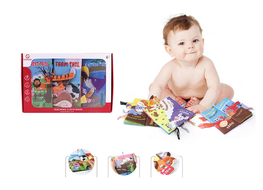 Pack de 3 Libros de Tela  - Animales (selva, granja y océano).