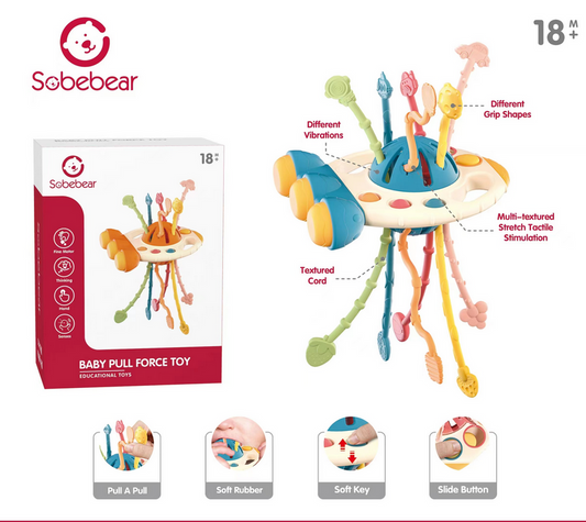 Juguete Sensorial de goma con cuerdas